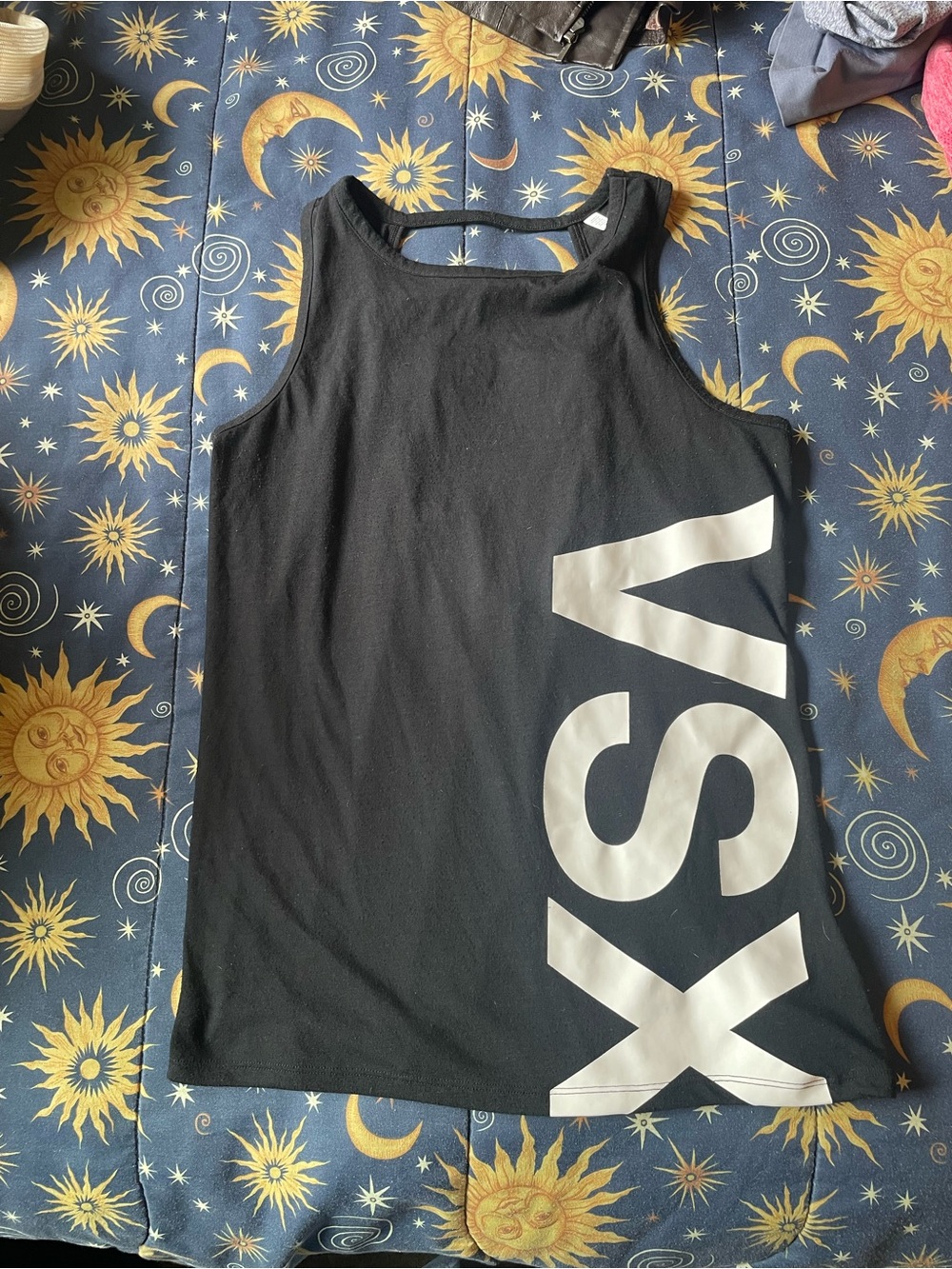 VSX Black Tank Top with Large White Logo